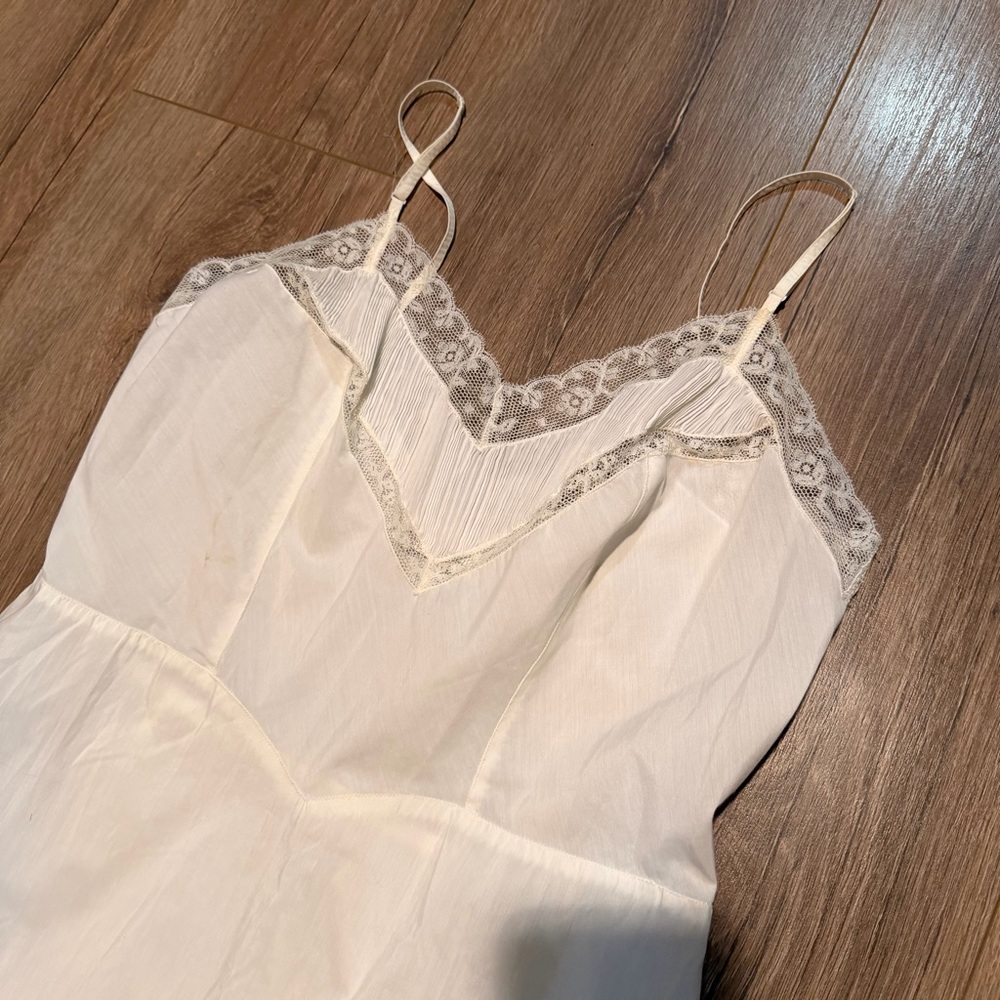 Rare 1950’s Barbizon White Ivory Slip Dress Lace Women’s Vintage Size 16 Miss - Picture 2 of 9